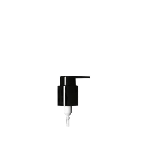 The image features a close-up view of the Calaso PP Pump 24/410. The pump is made of plastic and has a smooth, cylindrical design with a glossy white finish. The dispensing mechanism is shown in detail, highlighting the pump's nozzle and the ribbed texture on the neck, which allows for easy twisting and secure attachment to a bottle. The overall appearance is sleek and functional, ideal for dispensing various liquid products.