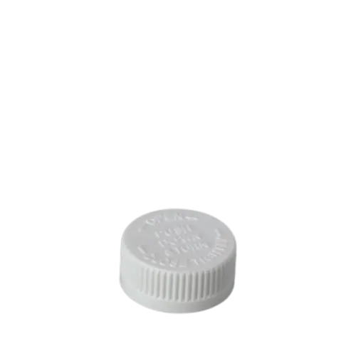 The image shows the MRP Solutions PP Threaded Closure 33-400. It is a white, circular, plastic cap with a smooth finish and ribbed edges for better grip. The closure is designed to fit containers with a 33-400 neck finish, featuring threading on the inner side for secure attachment. The top surface of the cap is flat.