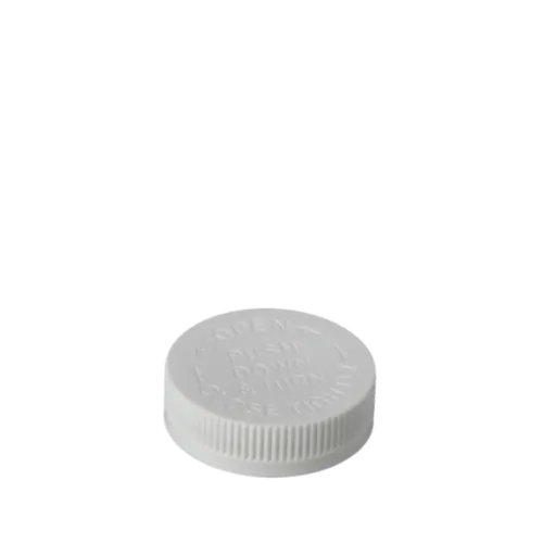 The image shows the MRP Solutions PP Threaded Closure 53-400 DB053. This is a circular, smooth, white plastic cap designed for bottles. The cap features a threaded interior, which allows it to securely fasten to compatible bottles. The outer surface is plain with no visible branding or text.