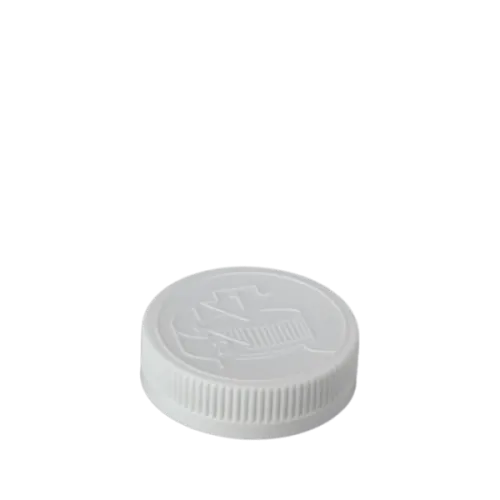 The image features a product called "MRP Solutions PP Threaded Closure 53-400 CR053." It shows a white, circular plastic threaded cap designed to fit a container with a 53-400 neck finish. The cap has a smooth surface and a slightly raised outer edge, with threading visible on the interior side that allows it to securely screw onto a compatible container. The overall design is simple and functional, intended for sealing bottles or jars.