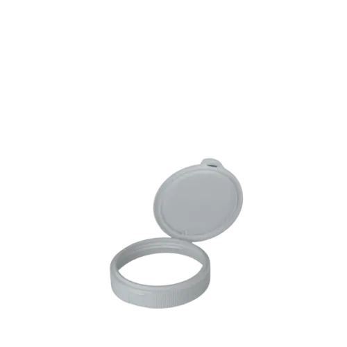 The image shows a white polypropylene (PP) flip-top cap from MRP Solutions. The cap is designed to fit a 120-400 neck finish. It features a smooth, glossy surface and a hinge mechanism that allows the top to flip open for easy dispensing of the product inside the container. The cap has a rounded top and a flat base, making it suitable for various types of bottles. 