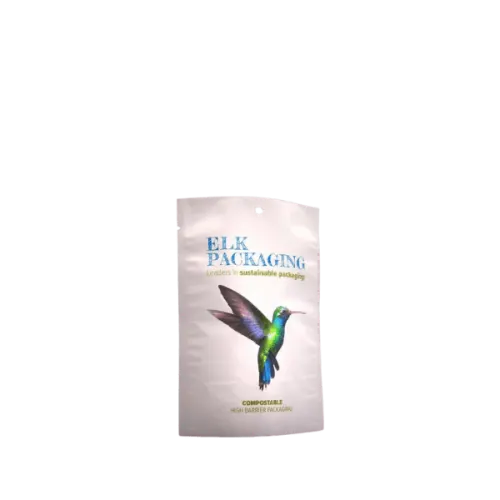 The image shows an 8.0oz Paper Standup Pouch by Elk Packaging. The pouch is made from brown kraft paper, giving it a natural, rustic appearance. It features a flat bottom that allows it to stand upright on surfaces. The top of the pouch is equipped with a resealable zipper closure to maintain freshness of the contents. There are no visible labels or branding on the pouch, making it suitable for various types of products. This versatile packaging is designed for storing and displaying food items or other goods.