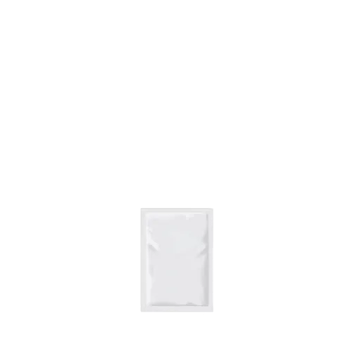 The image shows a white, rectangular paper pouch with a slightly curved shape, known as the Elk Packaging 0.5oz Paper Pillow Pouch. The pouch features a sealed top and bottom with a small notch on one side for easy opening. The front of the pouch is plain white without any visible branding, text, or graphics.