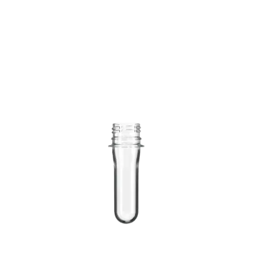 The image shows a transparent, cylindrical PET bottle preform with a threaded neck, designed for creating plastic bottles. The product is identified as the "Resilux PET Bottle Preform 19gm PCO". The preform appears upright, with the neck and threads clearly visible at the top, indicating where the bottle cap would be attached after the bottle is formed. The preform is placed against a plain, white background.