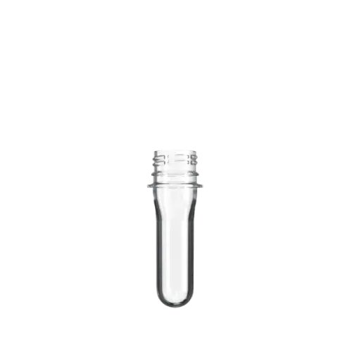 The image shows a Resilux PET Bottle Preform 20.5gm PCO. It is a clear, cylindrical plastic preform with a threaded neck. The preform is designed to be blow-molded into a finished bottle. The material appears to be smooth and transparent, typical of PET (polyethylene terephthalate) preforms used in beverage and liquid packaging.