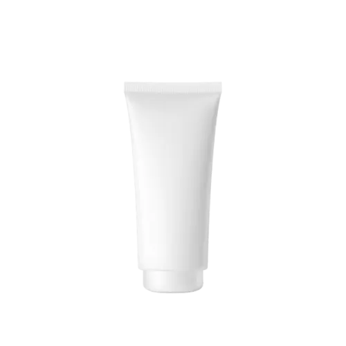 The image shows a white, cylindrical plastic tube with a flat, screw-on cap. The tube is labeled "ExPack 13.5oz PE Tube" and has a sleek, minimalist design with no other markings or graphics visible. The cap appears to be the same color as the tube, providing a uniform look. This type of packaging is typically used for personal care or cosmetic products. 