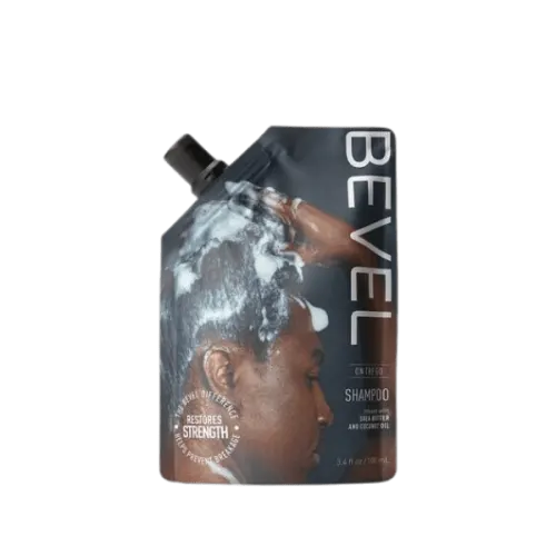 The image shows the Expack 20 0oz PE Pouch PCR UniSpout 590ml. It is a clear, flexible plastic pouch with a spout for easy pouring and resealing. The pouch is slightly transparent, allowing the contents to be visible. The spout is located at the top center of the pouch, which is designed for convenient dispensing. The overall shape of the pouch is rectangular with a flat bottom, enabling it to stand upright.