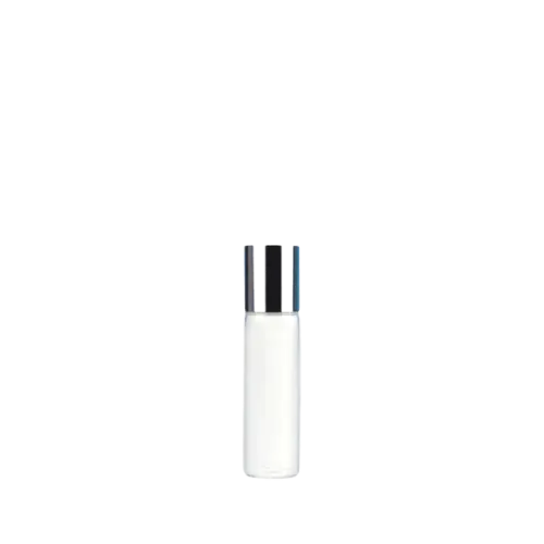 0.27oz/8ml Clear Glass Cylinder Roll On with 16mm Neck & Metal Rollerball for Fragrance, Perfume, & Essential Oils