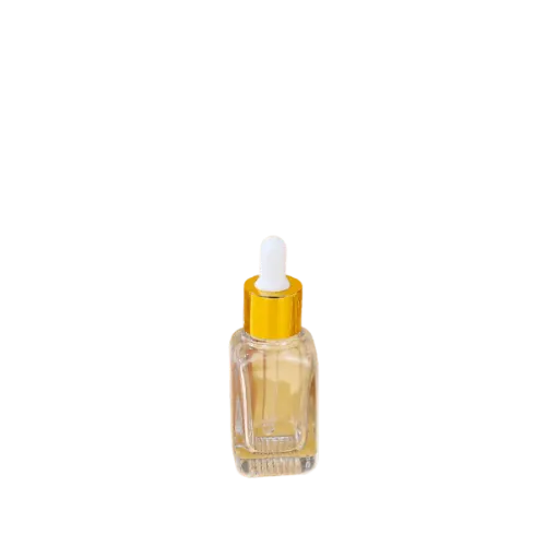 1oz/30ml Glass Cosmetic Dropper Bottle with Heavy Base, Gold Metallic Collar & Bulb Dropper