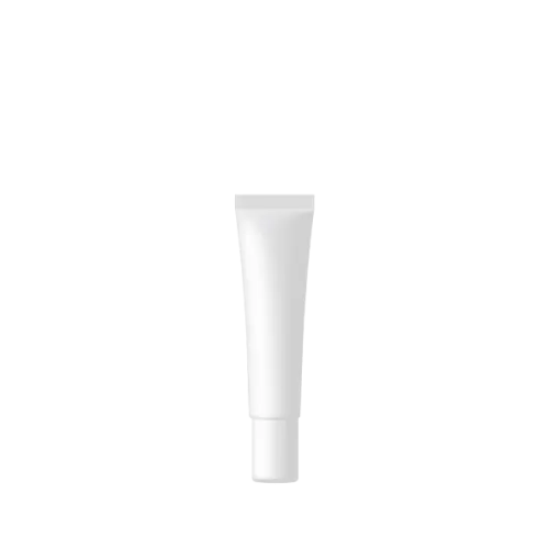 The image shows the Burhani Packaging Solutions 0.7oz PE Tube ABL Round. The tube is small and cylindrical, with a shiny, metallic appearance. It has a white cap on one end that is likely screw-on. The body of the tube is silver with a smooth, reflective surface. There are no visible labels or markings on the tube in the image. The overall design is sleek and minimalistic.