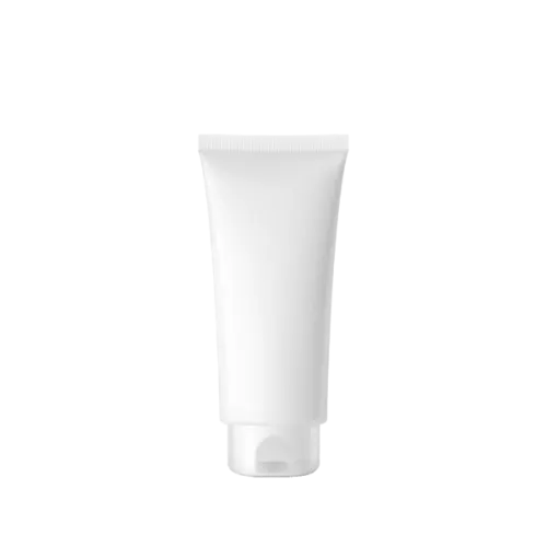 The image shows a 3.9oz PE Tube PBL Round from Burhani Packaging Solutions. The tube is primarily white with a glossy finish and has a cylindrical shape. It features a white cap at the bottom, designed for easy dispensing. The overall design is simple and sleek, suitable for various cosmetic or personal care products.