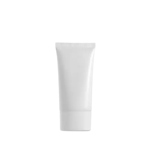 The image shows the Burhani Packaging Solutions 3.7oz PE Tube PBL Oval. The tube is predominantly white with a smooth surface and an oval shape. It has a white cap at the bottom, which appears to be a flip-top style for easy dispensing. The overall design is sleek and minimalistic, suitable for various cosmetic or personal care products.