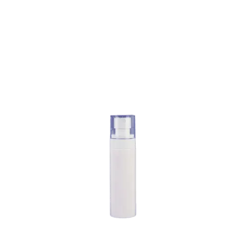 2.7oz/80ml HDPE Cylinder Cosmetic Bottle with Serum Pump & Clear Flush Overcap