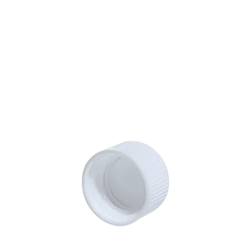 The image shows a Menshen PP Threaded Closure 28/410 Screw Closure. It is a white plastic screw cap with a smooth, cylindrical shape and ridges around the bottom edge for grip. The top surface is flat and plain, while the threads on the inside are designed to fit a compatible container. This closure is typically used for bottles and containers requiring a secure seal.
