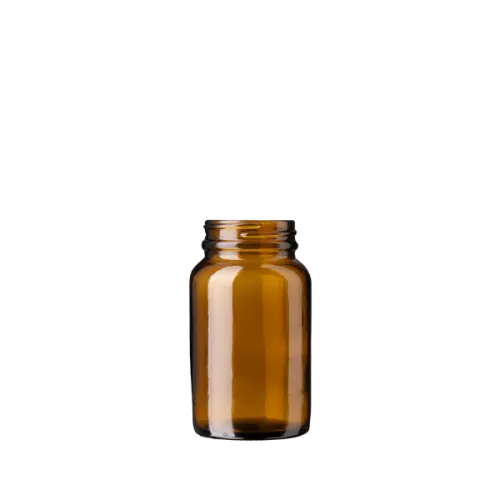 The image shows a CALASO 5.1oz Glass Jar (GX320003-679 Juniper). The jar is cylindrical with a clear, smooth glass body and a wide mouth. It is topped with a flat, black screw-on lid. The jar has no visible labels or markings, giving it a sleek and minimalist appearance. The glass is transparent, allowing the contents to be easily seen.