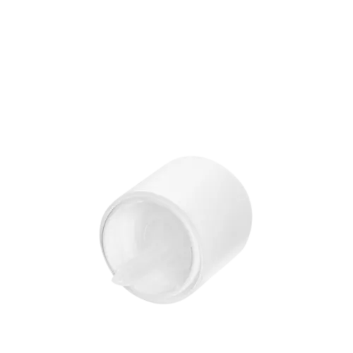 The image shows the Calaso PP Dropper DIN18. It features a clear glass bottle with a black screw-on dropper cap. The dropper cap includes a squeezable bulb for dispensing liquids. The overall design is sleek and functional, suitable for various liquid products.