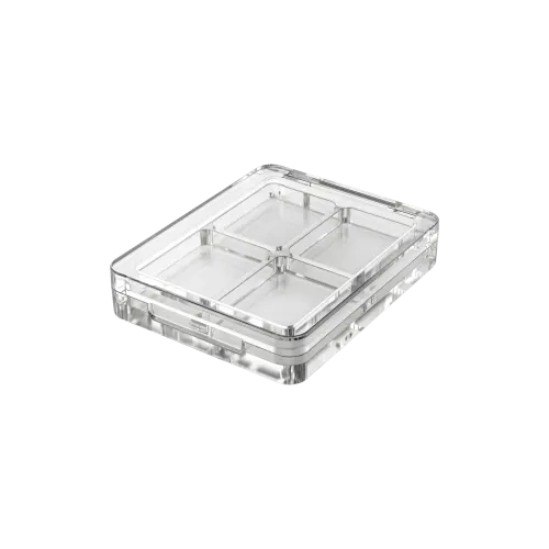 Rectangular Clear Acrylic Eyeshadow Palette with 4 Wells - Multi-Pan PMMA Makeup Packaging