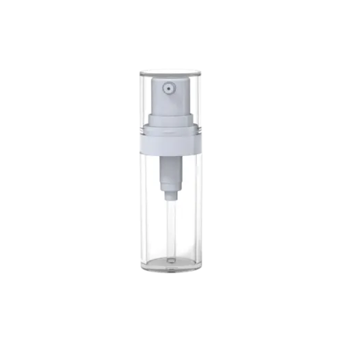 0.5oz /15ml SAN Cylinder Bottle with Pump and Transparent Overcap