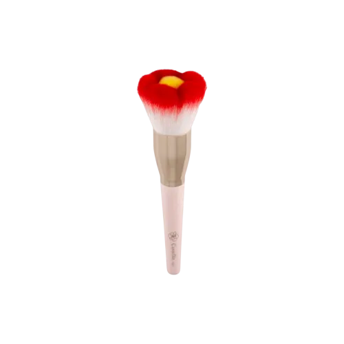 Flower Patterned Synthetic Hair Birch Wood Handle Powder Brush