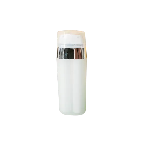 1.0oz/30ml PP Oval Dual Chamber Airless Pump Bottle with Silver or Gold Collar | 2-in-1 15ml Twin Chambers with 1:1 Mixing Ratio