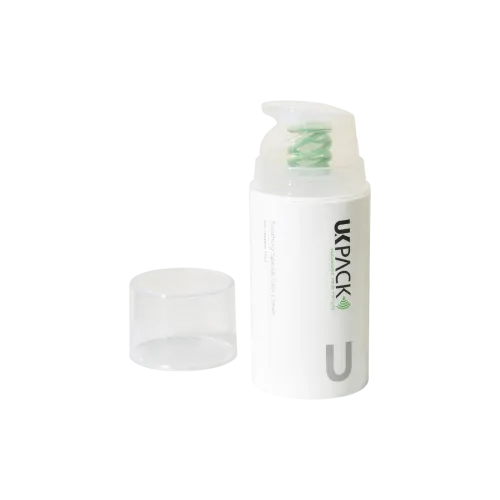 2.5oz/75ml Monomaterial PP Cylinder Airless Pump Bottle with 1cc Dosage & Colored All-Plastic Spring