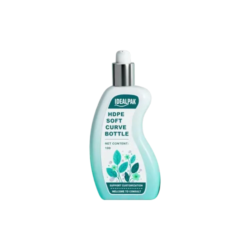 3.4oz/100ml 20-400 HDPE Ergonomic S-Curve Bottle with Smooth PP Treatment Pump with Silver Metallic Collar