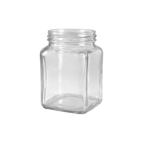 7.4oz/220ml Clear Glass Wide-Mouth French Square Jar with 58mm Regular Lug Finish, Premium Food & Spice Jar for Honey, Pesto, & Seasonings