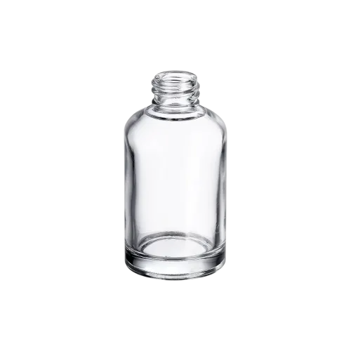 1.7oz/50ml 20-415 Clear Glass Boston Round Skincare & Perfume Bottle with Premium Heavy Base