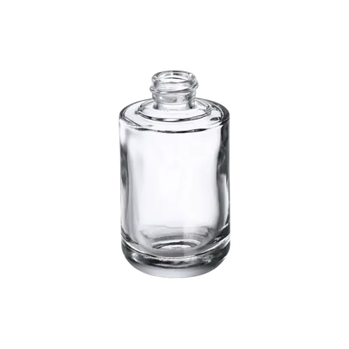 1oz/30ml 18-410 Clear Glass Cylinder Cosmetic Bottle with Premium Heavy Base for Foundation, Serum, & Perfume