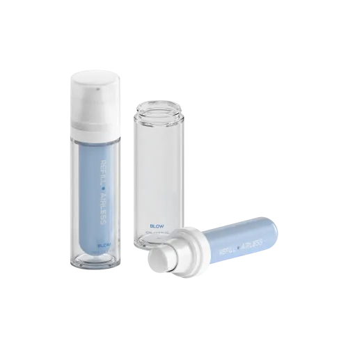 1oz/30ml Refillable PET Airless Pump Bottle with Interchangeable PP Inner Refill Cartridge, 0.15cc Dosage
