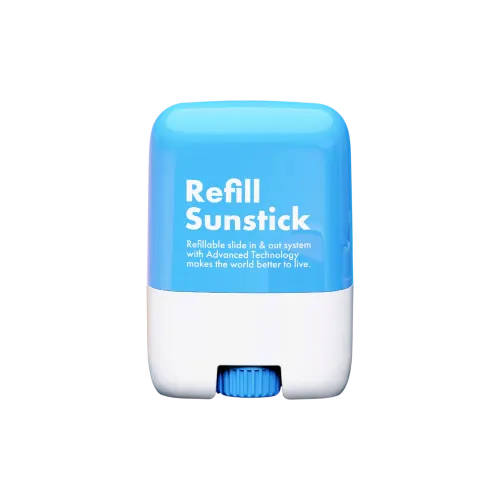 0.7oz/20ml Refillable PP Oval Sunscreen Stick with Slide-In Replaceable Refill Cartridge System for Sunscreen & Skincare