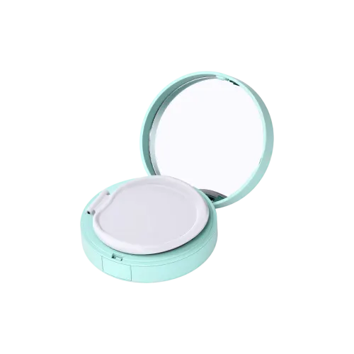 15g Refillable ABS Round Cushion Compact with Mirror, Push-Button Opening & SAN Deco-Plate