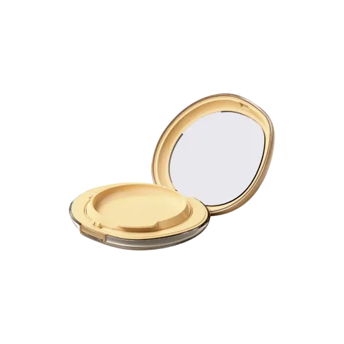 15g Refillable ABS Round Cushion Compact, Pebble-Shaped Case with Mirror