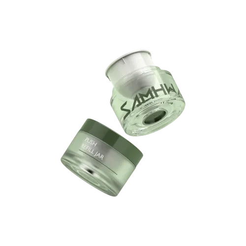 1.7oz/50ml Refillable PETG Round Face Cream Jar with Push-Button Inner Refill Pod