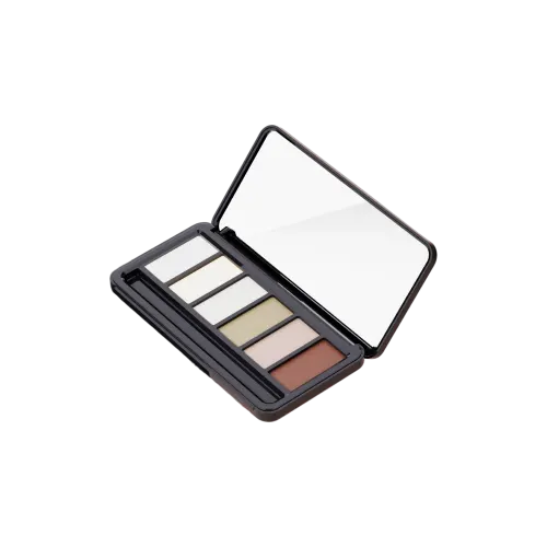 5g 6-Pan Rectangle ABS Eyeshadow Palette with Built-In Brush Applicator Well & Mirror