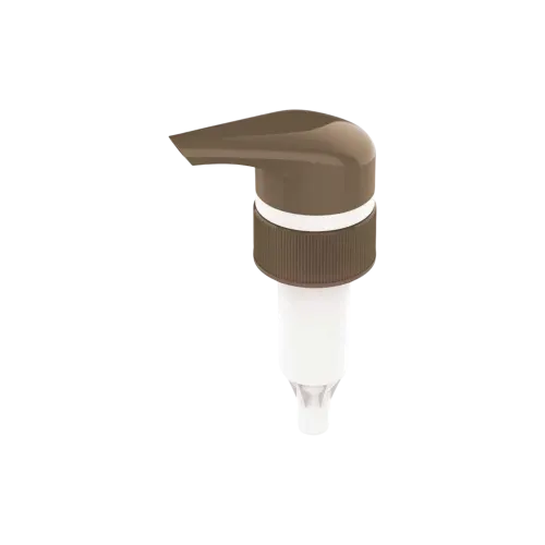33-410 Ribbed PP Lotion Pump with External Spring Design & Curved Head, 6.5cc High-Output Dosage