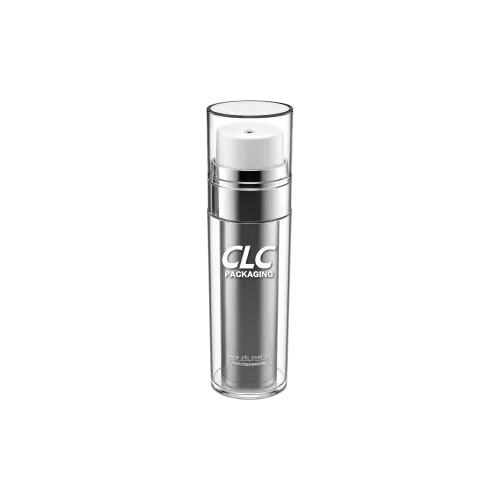 1.7oz / 50ml PETG Cylinder Double-Wall Airless Pump Bottle with Push Top Dispenser, 0.25cc