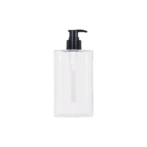 6.76oz/200ml 24-400 Square Clear PET Dispenser Bottle with Black PP Lotion Pump