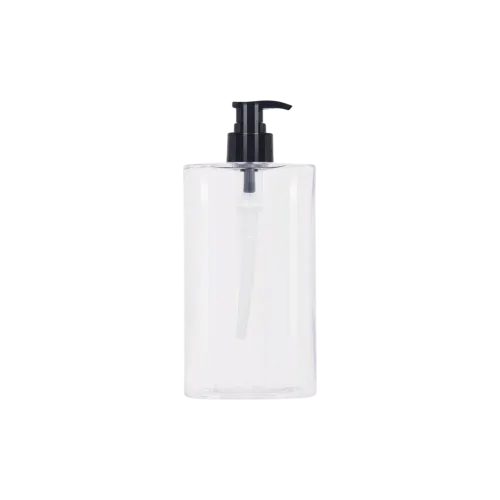 16.91oz/500ml 28-400 Square Clear PET Dispenser Bottle with Black PP Lotion Pump