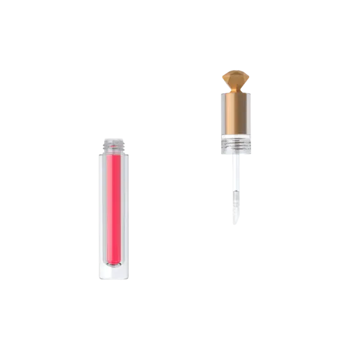 3.5ml Cylinder PETG Lip Gloss Tube with Diamond Top Cap & Customizable Doe Foot Applicator