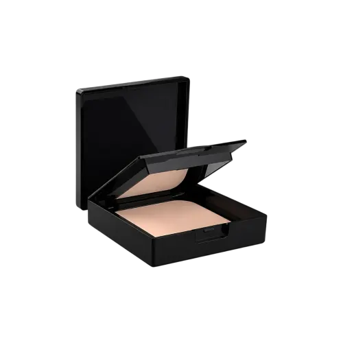 2-Pan Square ABS Two-Tier Powder Compact with Mirror, Applicator Well & Fully Transparent Top