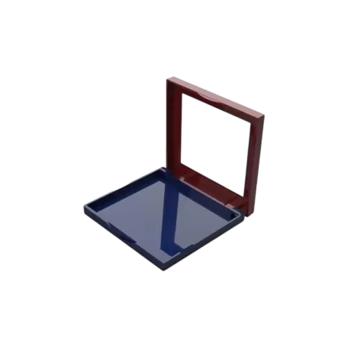 Single-Pan Rectangular ABS Powder Compact with Clear Lid Window