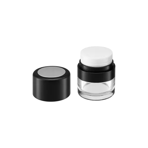 10g ABS Straight Sided Loose Powder Sifter Jar with Velour Puff Applicator & Mirror Cap