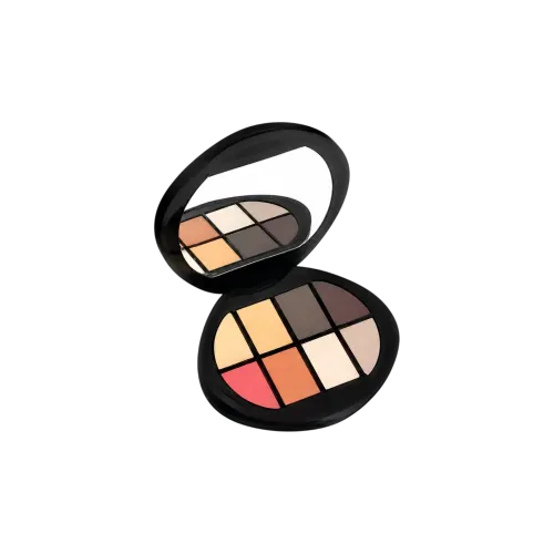 8-Pan Round Acrylic (PMMA) Eyeshadow Palette with Rectangular Wells & Mirror