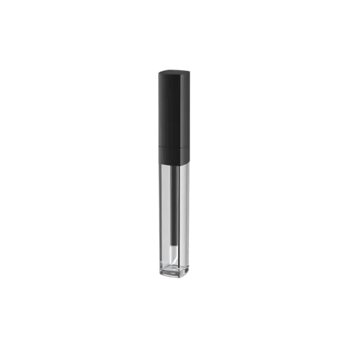 6.5ml / 0.2oz PETG Square Lip Gloss Tube with Custom Color Ring Collar, ABS Cap & Doe-Foot Applicator