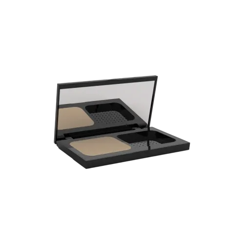 2-Pan Rectangular ABS Pressed Powder Palette with Mirror & Magnetic Closure