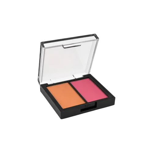 2-Pan Square ABS Blush & Bronzer Compact with Fully Thick-Wall Fully Transparent Top