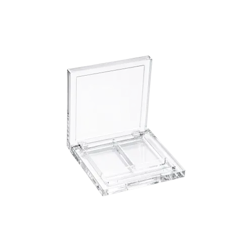 2-Pan Square Fully-Transparent ABS Eyeshadow Compact with Rectangular Wells