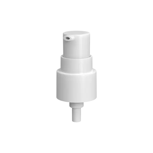 20-410 PP Flat Top Serum & Treatment Pump, 0.23cc Dosage with External Spring & Domed Clear Overcap