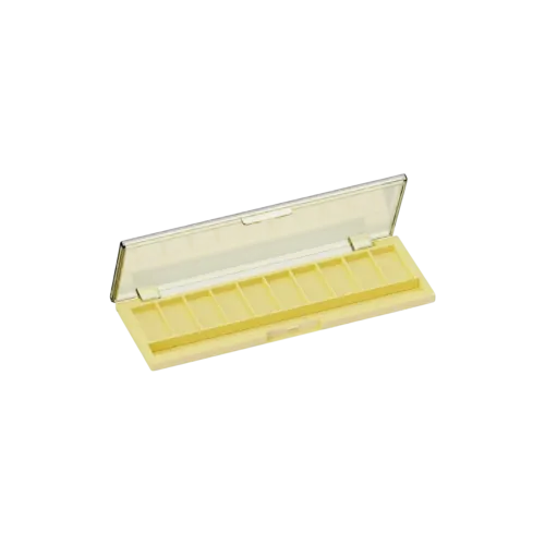10-Pan Rectangular ABS & AS Eyeshadow Palette with Rectangular Wells, Applicator Slot & Fully Transparent Top